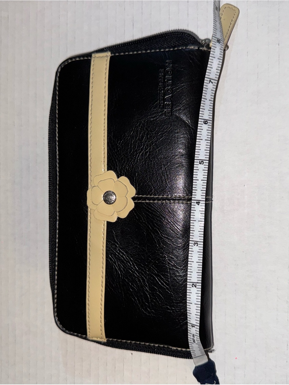 Kenneth Cole Reaction Black Wallet with Cream Floral Accent